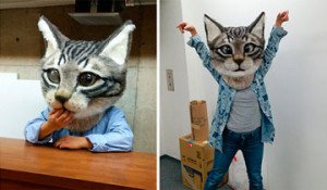 cabeza gato fieltro